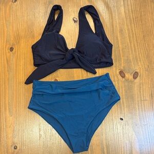 Zaful Black & Emerald Green Bikini Set size 8 Large NWOT buttery soft fabric